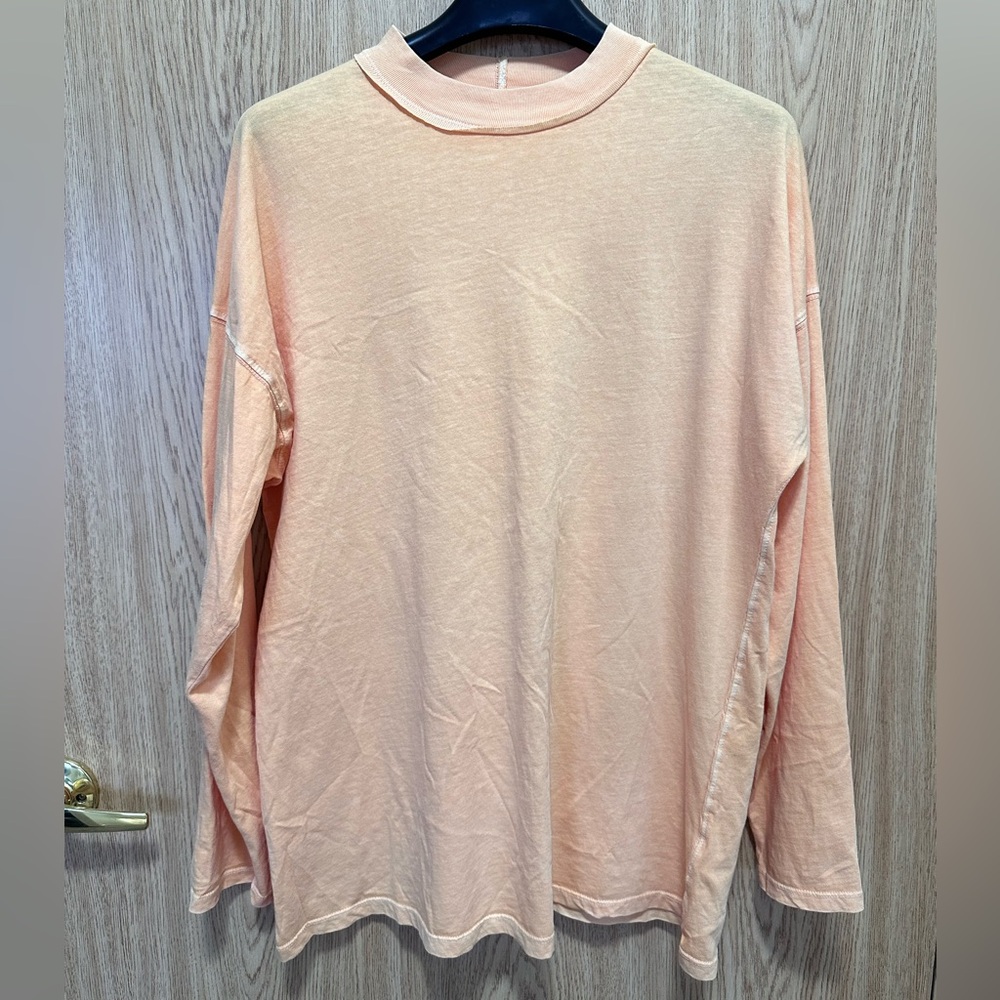 New We The Free Cream Peach Cotton Long Sleeve Loose Fit Shirt Women’s XS